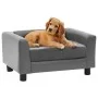 Sofá para perros felpa y cuero sintético gris 60x43x30 cm de , Camas para perros - Ref: Foro24-170959, Precio: 78,42 €, Descu...