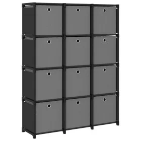 Shelving with 12 cubes with black fabric boxes 103x30x141 cm by vidaXL, Bookcases and shelves - Ref: Foro24-322615, Price: 80...
