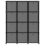 Estantería de 12 cubos con cajas tela negra 103x30x141 cm