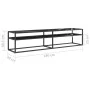 TV stand made of tempered glass in black marble color, measuring 180x40x40.5 cm. by , TV Furniture - Ref: Foro24-331725, Pric...
