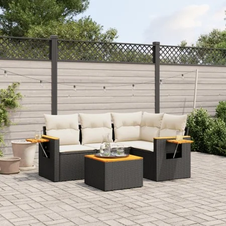 5-teiliges Gartenmöbel-Set und Kissen aus synthetischem Rattan schwarz von , Gartensets - Ref: Foro24-3259179, Preis: 326,81 ...