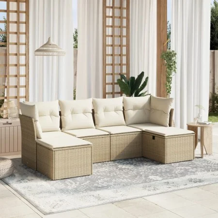 Garden sofa set with 6-piece synthetic rattan beige cushions by , Garden sets - Ref: Foro24-3263234, Price: 395,25 €, Discoun...