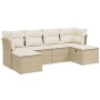 Garden sofa set with 6-piece synthetic rattan beige cushions by , Garden sets - Ref: Foro24-3263234, Price: 379,41 €, Discoun...