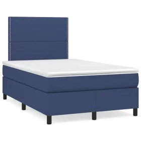 Box spring bed with blue fabric mattress 120x190 cm by , Beds and slatted bases - Ref: Foro24-3269880, Price: 387,37 €, Disco...