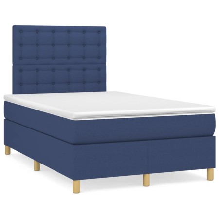 Boxspringbett mit blauem Stoffbezug und Matratze, 120x190 cm. von , Betten und Lattenroste - Ref: Foro24-3269964, Preis: 391,...