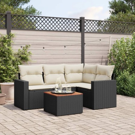 Gartenmöbel-Set, 5-teilig, mit schwarzen Polstern aus synthetischem Rattan von , Gartensets - Ref: Foro24-3256434, Preis: 324...
