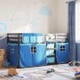 Bunk bed with solid pine wood curtains in blue, 90x190 cm. by , Beds and slatted bases - Ref: Foro24-3283884, Price: 212,92 €...