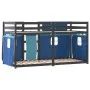 Bunk bed with solid pine wood curtains in blue, 90x190 cm. by , Beds and slatted bases - Ref: Foro24-3283884, Price: 212,92 €...