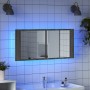 Armario de baño con espejo y luz LED gris Sonoma 100x12x45 cm de , Tocadores de baño - Ref: Foro24-834960, Precio: 79,61 €, D...