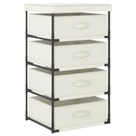 Storage rack 4 fabric baskets cream steel by vidaXL, Lockers and storage cabinets - Ref: Foro24-322624, Price: 44,26 €, Disco...