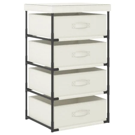 Storage rack 4 fabric baskets cream steel by vidaXL, Lockers and storage cabinets - Ref: Foro24-322624, Price: 44,26 €, Disco...
