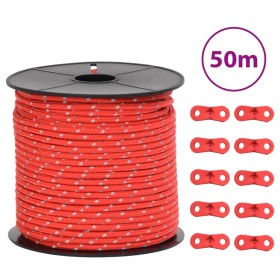 Cuerda de vientos con tiras reflectantes y tensores 50 m 4 mm by , Tent Accessories - Ref: Foro24-4008124, Price: 12,00 €, Di...