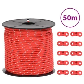 Cuerda de vientos con tiras reflectantes y tensores 50 m 4 mm de , Accesorios para tiendas de campaña - Ref: Foro24-4008124, ...
