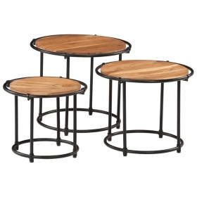 Mesas apilables 3 piezas madera maciza de acacia by , Side tables - Ref: Foro24-358931, Price: 94,78 €, Discount: %