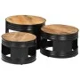 Mesas altas de bar forma tambor 3uds madera maciza mango rugosa by , Coffee table - Ref: Foro24-358933, Price: 177,81 €, Disc...