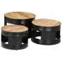 Mesas altas de bar forma tambor 3uds madera maciza mango rugosa by , Coffee table - Ref: Foro24-358933, Price: 177,81 €, Disc...