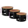 Drei hohe Barhockertische in Trommelform aus massivem rauem Mangoholz. von , Couchtisch - Ref: Foro24-358933, Preis: 180,06 €...