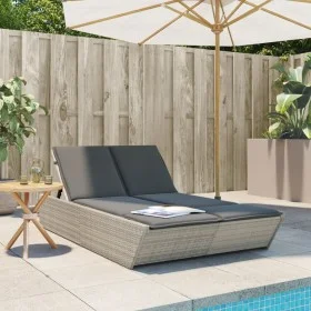 Doppel-Liegestuhl mit hellgrauen synthetischen Rattan-Kissen. von , Liegen - Ref: Foro24-368184, Preis: 303,67 €, Rabatt: %