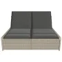 Doppel-Liegestuhl mit hellgrauen synthetischen Rattan-Kissen. von , Liegen - Ref: Foro24-368184, Preis: 303,67 €, Rabatt: %