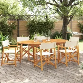 Sillas de jardín plegables 6 unidades tela blanco crema by , Garden chairs - Ref: Foro24-3208917, Price: 371,17 €, Discount: %