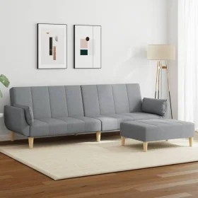 Sofá cama de 2 plazas con taburete tela gris claro by , Sofas - Ref: Foro24-3258141, Price: 345,95 €, Discount: %