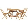 Set de comedor de jardín 5 pzas tela madera maciza beige by , Garden sets - Ref: Foro24-3281787, Price: 276,36 €, Discount: %
