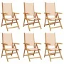 Sillas jardín reclinables 6 uds tela madera maciza y tela beige by , Garden chairs - Ref: Foro24-3214548, Price: 432,32 €, Di...