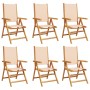 Sillas jardín reclinables 6 uds tela madera maciza y tela beige by , Garden chairs - Ref: Foro24-3214548, Price: 440,67 €, Di...