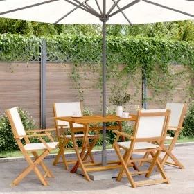 Faltbare Gartenstühle, 4 Stück, Massivholz und cremefarbener Stoff. von , Gartenstühle - Ref: Foro24-3214574, Preis: 216,42 €...