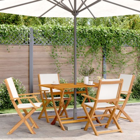 Faltbare Gartenstühle, 4 Stück, Massivholz und cremefarbener Stoff. von , Gartenstühle - Ref: Foro24-3214574, Preis: 219,88 €...