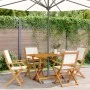 Faltbare Gartenstühle, 4 Stück, Massivholz und cremefarbener Stoff. von , Gartenstühle - Ref: Foro24-3214574, Preis: 216,38 €...