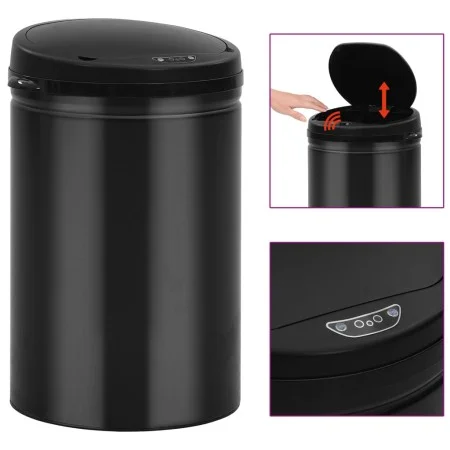 Trash can with automatic sensor 30L black carbon steel by vidaXL, Garbage cans and trash cans - Ref: Foro24-322698, Price: 70...