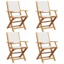 Sillas jardín plegables 4 uds tela madera maciza y tela crema by , Garden chairs - Ref: Foro24-3214574, Price: 219,88 €, Disc...