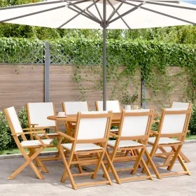 Faltbare Gartenstühle, 8 Stück, Massivholz und cremefarbener Stoff. von , Gartenstühle - Ref: Foro24-3214576, Preis: 429,63 €...