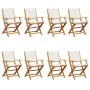 Sillas jardín plegables 8 uds tela madera maciza y tela crema by , Garden chairs - Ref: Foro24-3214576, Price: 436,57 €, Disc...