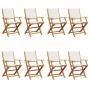 Sillas jardín plegables 8 uds tela madera maciza y tela crema by , Garden chairs - Ref: Foro24-3214576, Price: 436,57 €, Disc...