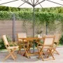 Faltbare Gartenstühle, 4 Stück, Massivholz und beige Stoff von , Gartenstühle - Ref: Foro24-3214583, Preis: 255,20 €, Rabatt: %
