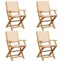 Faltbare Gartenstühle, 4 Stück, Massivholz und beige Stoff von , Gartenstühle - Ref: Foro24-3214583, Preis: 255,20 €, Rabatt: %