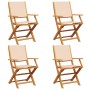 Sillas de jardín plegables 4 uds madera maciza y tela beige by , Garden chairs - Ref: Foro24-3214583, Price: 260,09 €, Discou...