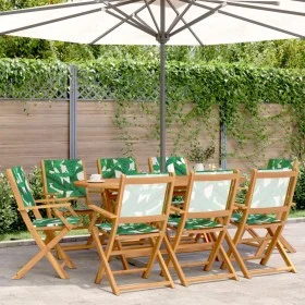 Sillas de jardín reclinables 8 uds madera maciza y tela verde by , Garden chairs - Ref: Foro24-3214588, Price: 484,13 €, Disc...