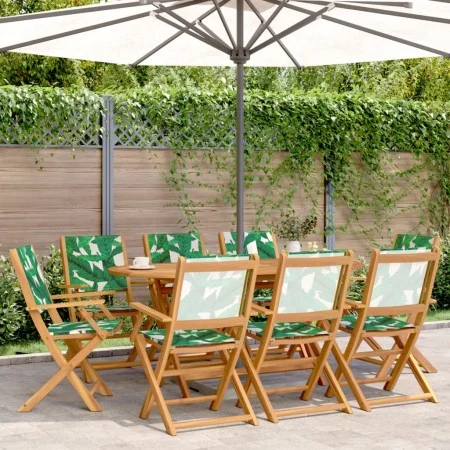 8 verstellbare Gartenstühle aus Massivholz und grünem Stoff von , Gartenstühle - Ref: Foro24-3214588, Preis: 484,13 €, Rabatt: %