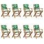 Sillas de jardín reclinables 8 uds madera maciza y tela verde de , Sillas de jardín - Ref: Foro24-3214588, Precio: 493,26 €, ...