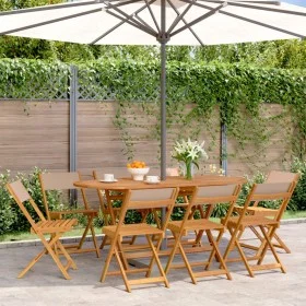 Faltbare Gartenstühle, 8 Stück, Massivholz und taupefarbener Stoff von , Gartenstühle - Ref: Foro24-3214618, Preis: 311,77 €,...