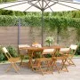 Sillas jardín plegables 6 uds tela madera maciza y tela crema by , Garden chairs - Ref: Foro24-3214611, Price: 223,05 €, Disc...