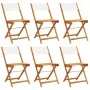Sillas jardín plegables 6 uds tela madera maciza y tela crema by , Garden chairs - Ref: Foro24-3214611, Price: 223,05 €, Disc...