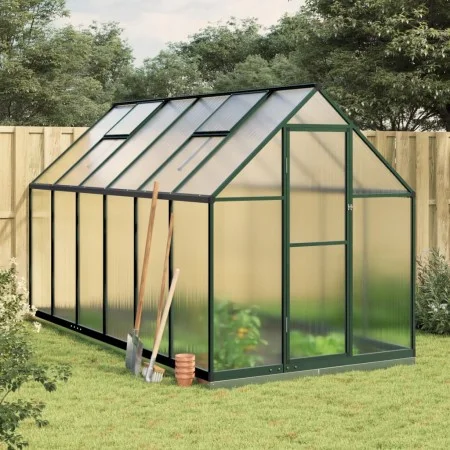 Gewächshaus mit grünem Aluminiumrahmen 334x169x202 cm von , Gewächshäuser - Ref: Foro24-3266330, Preis: 619,98 €, Rabatt: %
