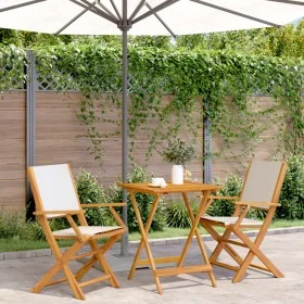 Juego de bistro de 3 piezas tela y madera maciza blanco crema by , Garden sets - Ref: Foro24-3281808, Price: 164,67 €, Discou...