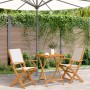 Juego de bistro de 3 piezas tela y madera maciza blanco crema by , Garden sets - Ref: Foro24-3281808, Price: 169,01 €, Discou...
