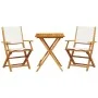 3-teiliges Bistro-Set aus Stoff und massivem Holz in Creme-Weiß. von , Gartensets - Ref: Foro24-3281808, Preis: 164,67 €, Rab...