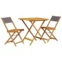 3-teiliges Bistro-Set aus Stoff und massivem Anthrazit-Holz von , Gartensets - Ref: Foro24-3281869, Preis: 146,26 €, Rabatt: %